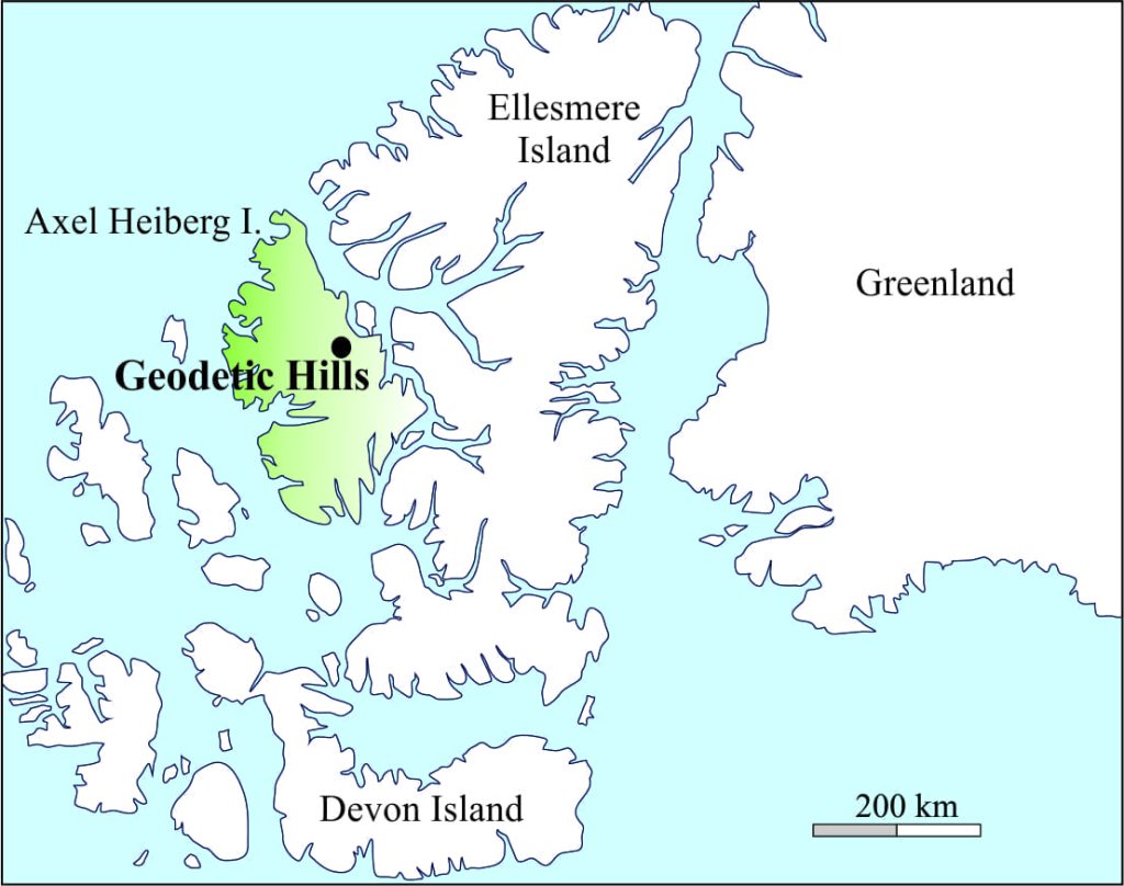 Location map for Geodetic Hills, Canadian Arctic 