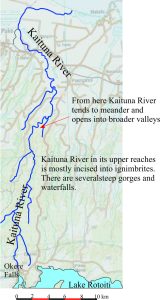 Kaituna River map, draining Lake Rotoiti, NZ