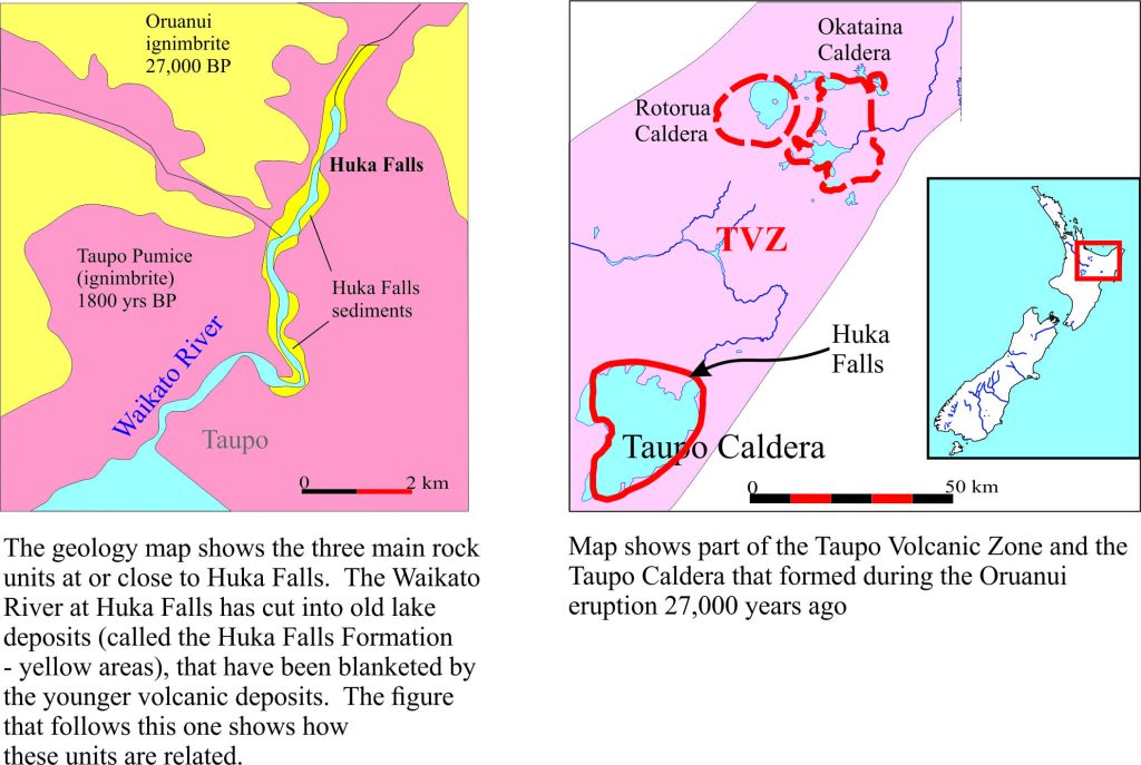 The geology around Huka Falls and Lake Taupo, NZ