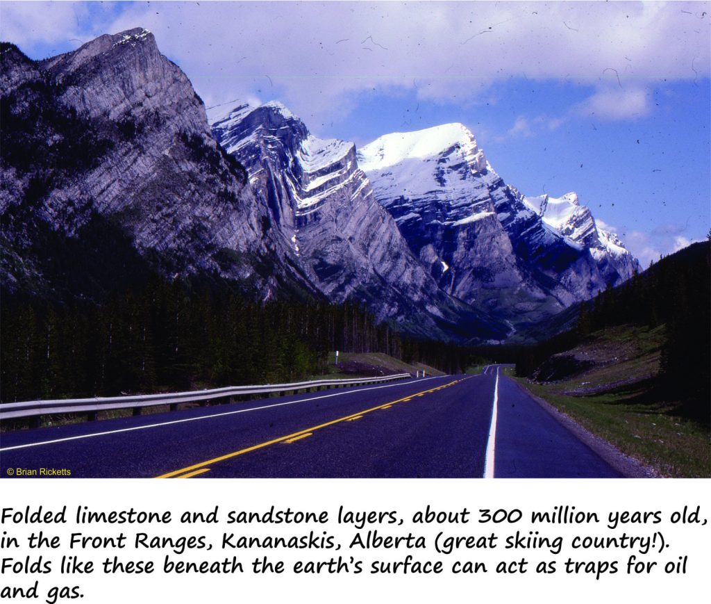 Folded limestone and sandtone in the Front Ranges, Alberta