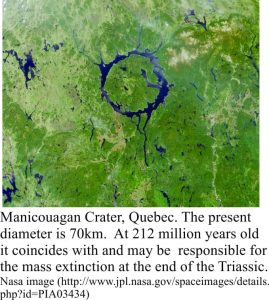 Manicouagan crater, Quebec, 212 million years old