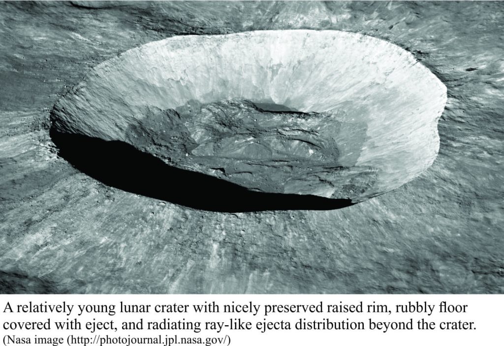 NASA image of a young lunar crater