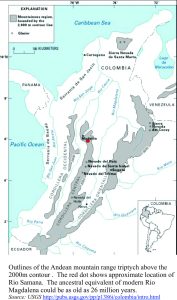 Map of Colombian drainage and mountains