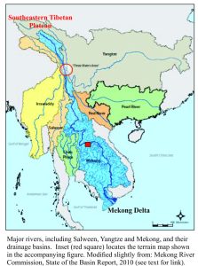 Major rivers draining Laos