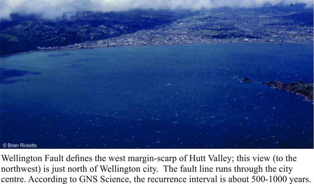 Hutt Valley, Wellington and the major spur of Alpine Fault running through the middle of the city 