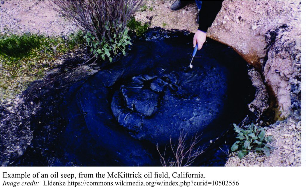 Oil seep from McKittrick oil field, California