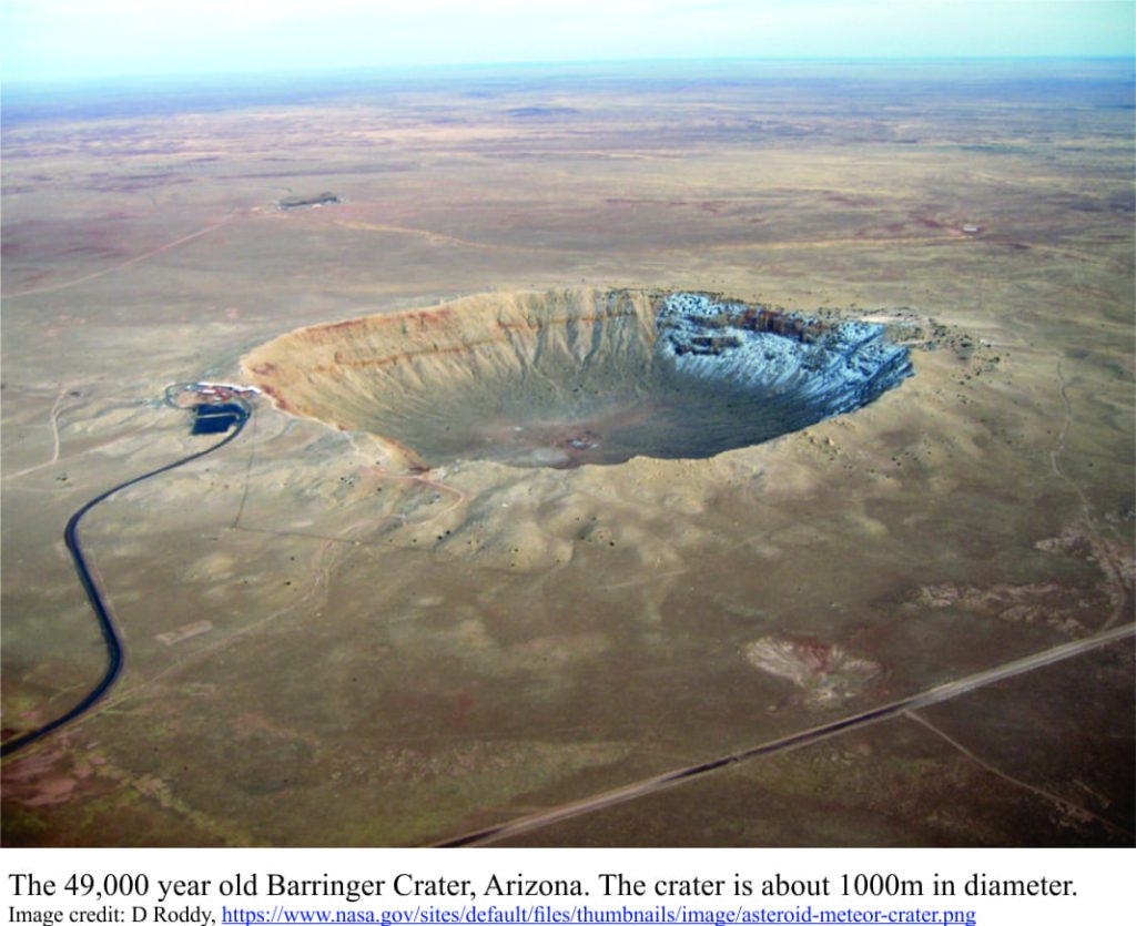 Barringer Crater, Arizona, is 49,000 years old