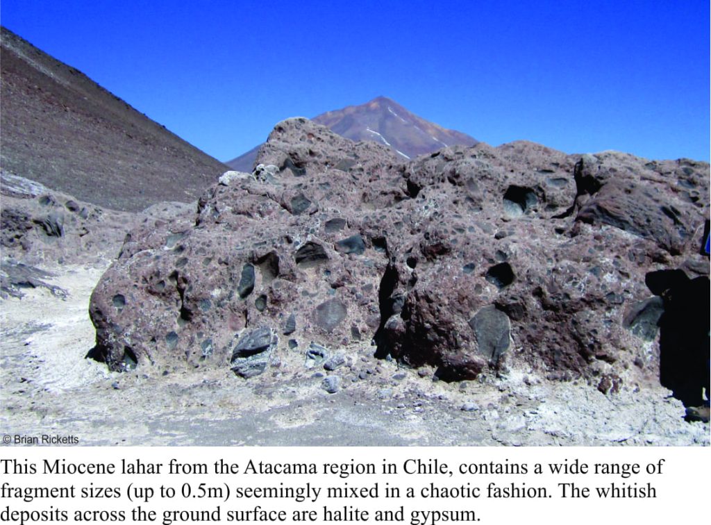 Typical bouldery deposit from a Miocene lahar in Atacama, Chile