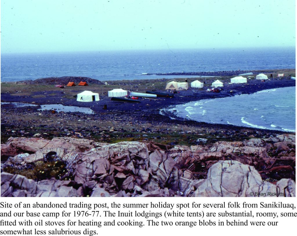 Base camp on Tukarak Island, Belcher Islands. This was the site of a (abandoned) Hudson Bay post. It is close to a soapstone quarry used by the Inuit of Sanikiluak.
