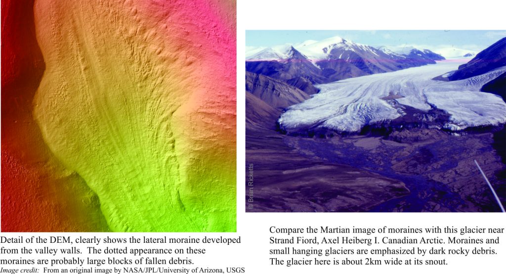 Images comparing Martian and Earthly glaciers