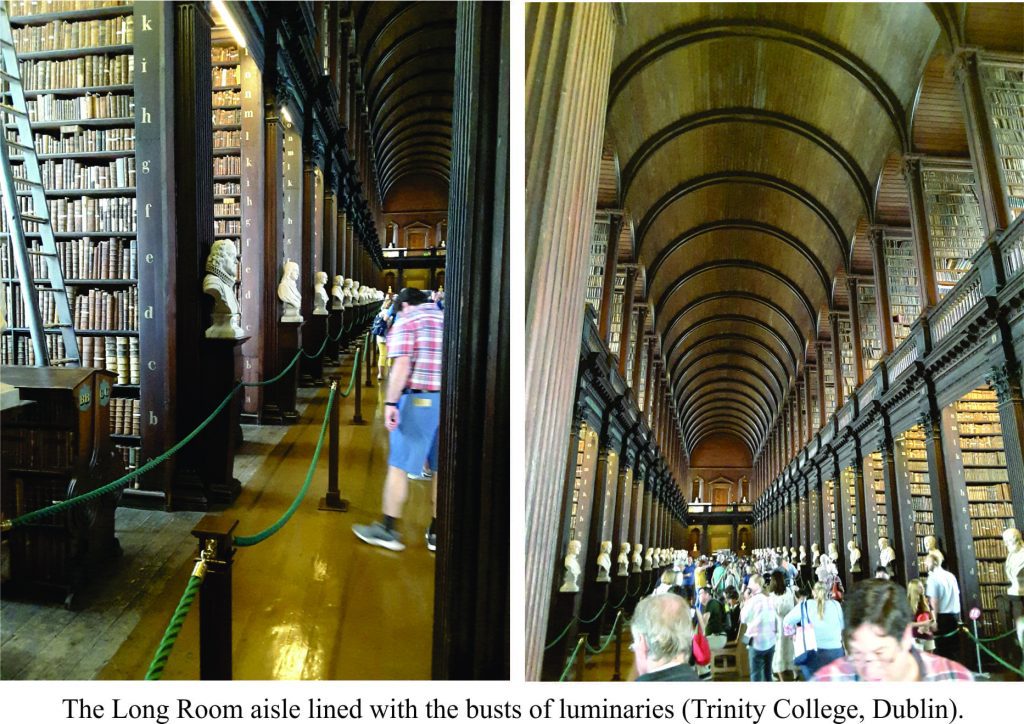 The Long Room, a library of ancient manuscripts at Trinity College, Dublin.
