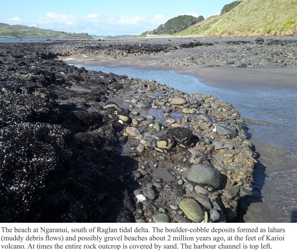 Pliocene lahars and boulder beach deposits at Raglan, NZ