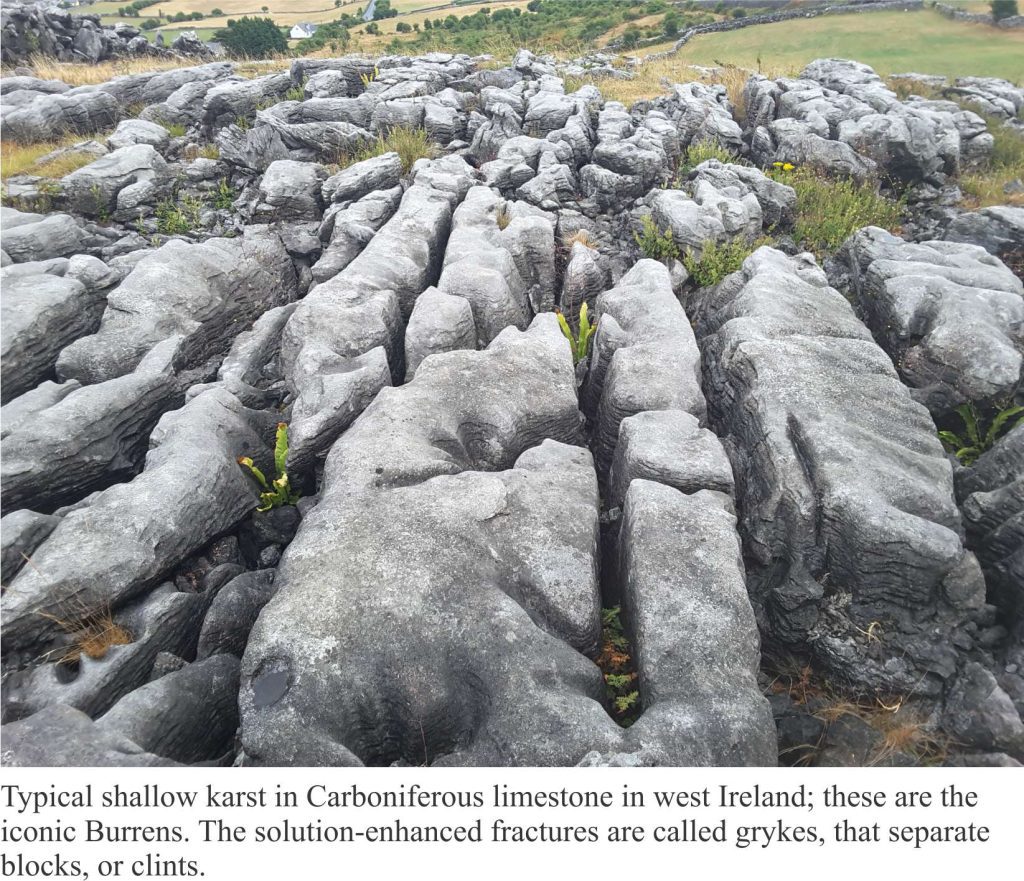Clints and grykes in Carboniferous limestone, the Burrens, west Ireland
