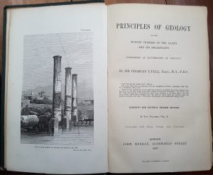 Frontispiece and title page to Lyell's Principles of Geology