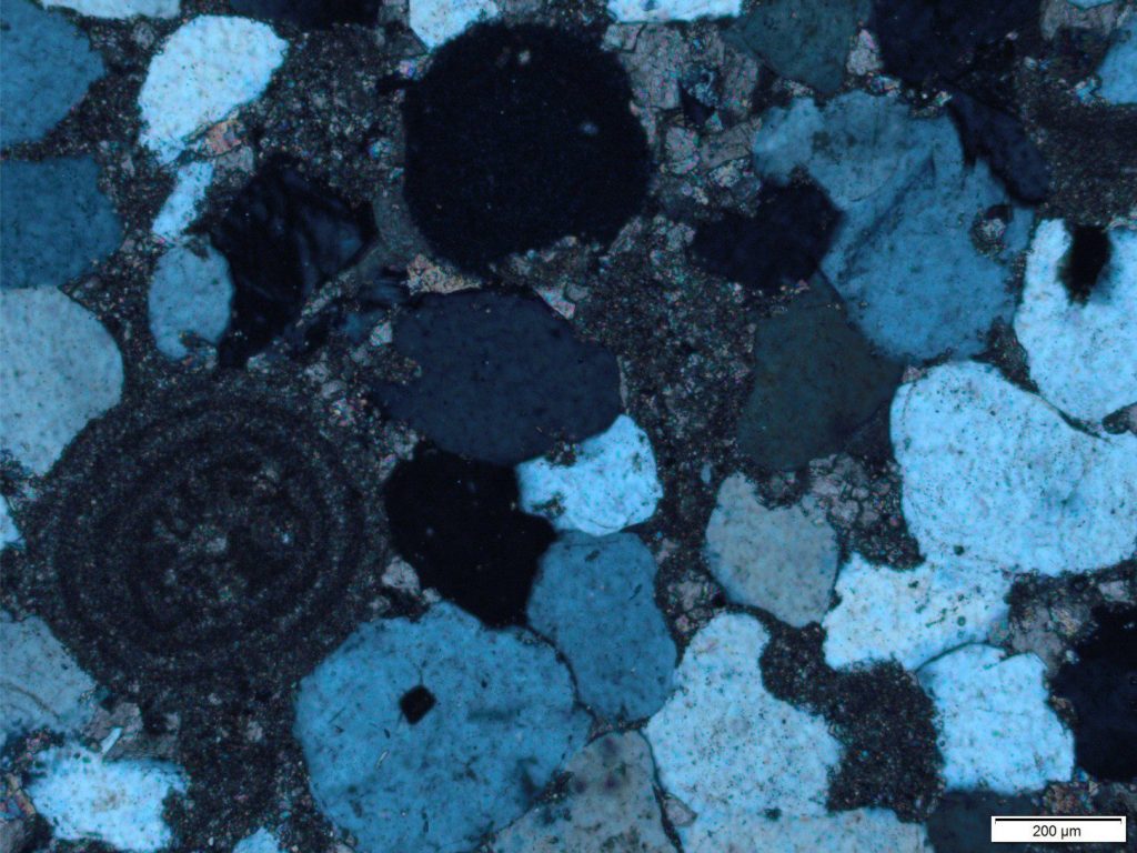 Calcite cemented subarkose, Proterozoic Altyn Fm. southern Alberta