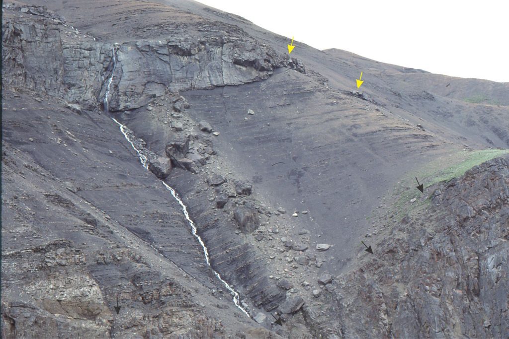 Slump discordance at top of main channel unit. Overlying channel pinches out to the right.